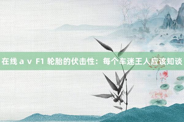 在线ａｖ F1 轮胎的伏击性：每个车迷王人应该知谈