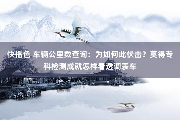 快播色 车辆公里数查询：为如何此伏击？莫得专科检测成就怎样看透调表车
