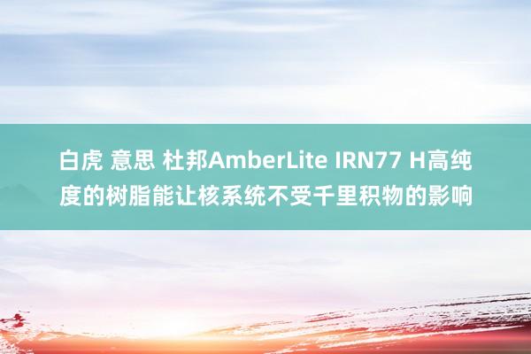 白虎 意思 杜邦AmberLite IRN77 H高纯度的树脂能让核系统不受千里积物的影响