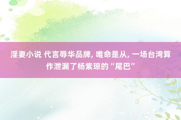 淫妻小说 代言辱华品牌, 唯命是从, 一场台湾算作泄漏了杨紫琼的“尾巴”