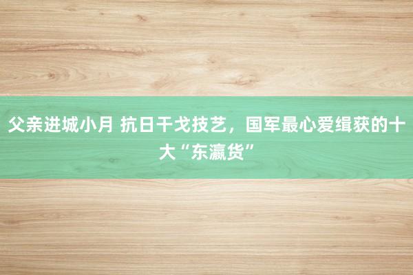 父亲进城小月 抗日干戈技艺，国军最心爱缉获的十大“东瀛货”