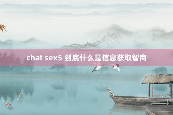 chat sex5 到底什么是信息获取智商