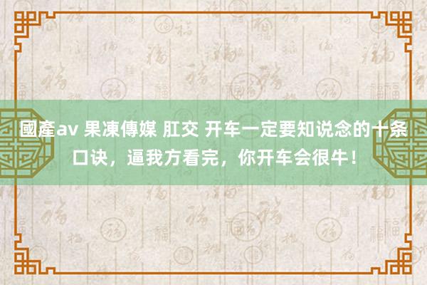 國產av 果凍傳媒 肛交 开车一定要知说念的十条口诀，逼我方看完，你开车会很牛！